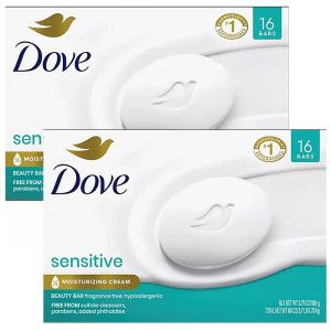상품 이미지: 도브 센서티브 비누 바 106g 16개입 x2박스 총32개입 Dove Sensitive Soap Bars
