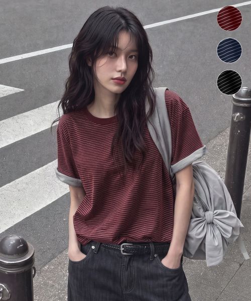 상품 이미지: 데일리 롤업 레이어드 ST 크롭 티셔츠-3Color