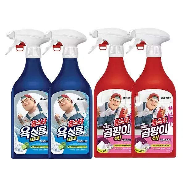 상품 이미지: 홈스타 욕실용 500ml, 2개 + 뿌곰싹 500ml, 2개