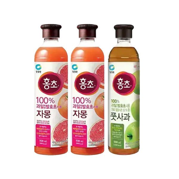 상품 이미지: 청정원 홍초 새콤달콤 900ml 3개세트(자몽,2개+풋사과,1개)