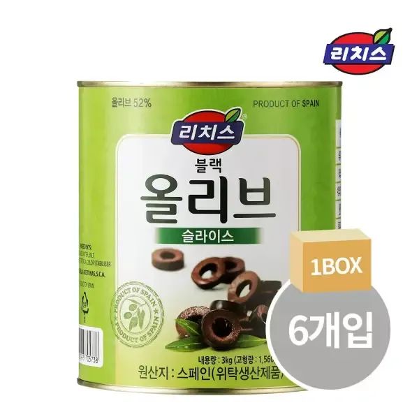 상품 이미지: (주)동서 리치스 블랙 올리브 슬라이스 3kg × 6캔