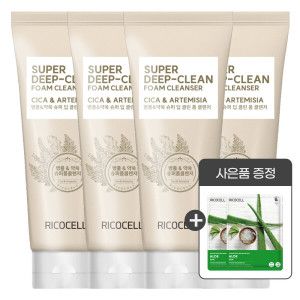 상품 이미지: (총4개)리코셀 트러블 진정+저자극 클렌징폼 220ml 병풀·약쑥·어성초/약알칼리