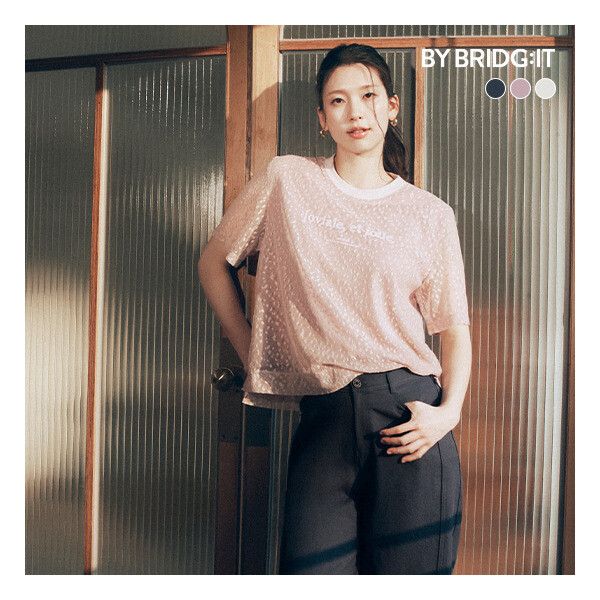 상품 이미지: 바이브리짓 (런칭가 69900원) (26SS) 레이스 튤 티블라우스 3종