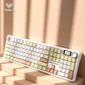 상품 이미지: (신상)Aula 독거미 아우라 F108 pro 유무선 기계식 키보드 베이지 저소음 솜사탕축