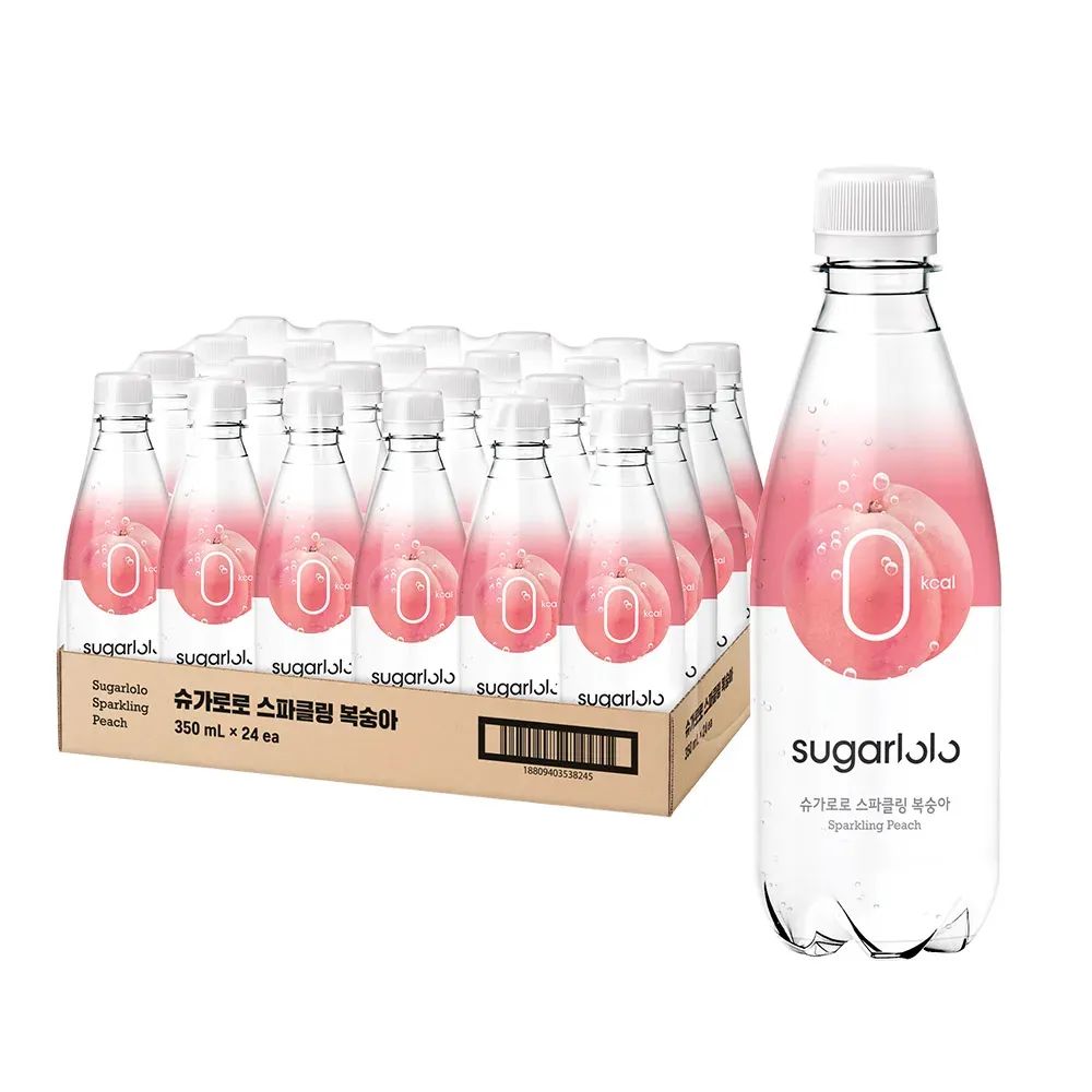 상품 이미지: 슈가로로 스파클링 복숭아 음료, 350ml, 24개