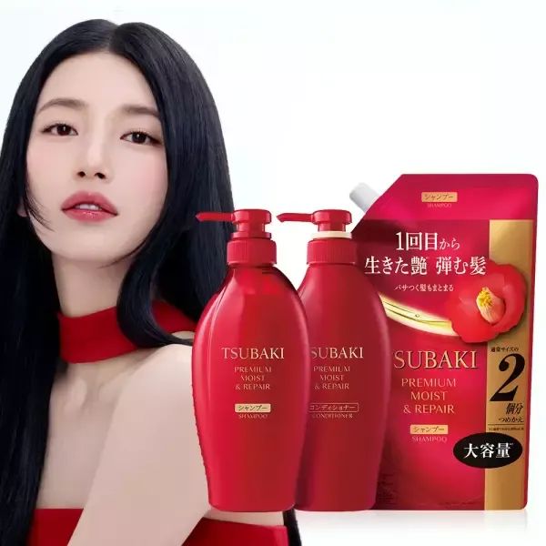 상품 이미지: 츠바키 프리미엄 모이스트 앤 리페어 샴푸 + 컨디셔너 + 샴푸 리필 600ml