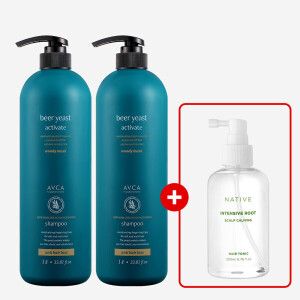 상품 이미지: 1+1 아브카 맥주효모 탈모케어 우디머스크향 샴푸 + 200ml 네이티브 헤어토닉 세트 / 탈모집중케어