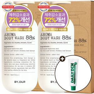 상품 이미지: 바이아우어 아로마 바디워시 엠버우드 1020ml 2개 + 데일리덴 불소 구취 치약 20g