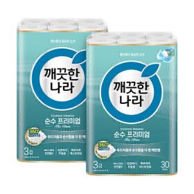 상품 이미지: 깨끗한나라 순수 프리미엄 더클래스 30m 30롤 2팩