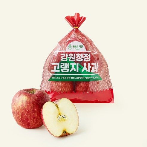 상품 이미지: 올바른과일 강원 고랭지 사과 중과 5~6개입, 1개, 1.3kg