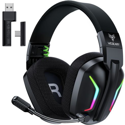 상품 이미지: WESEARY 무선 게이밍 헤드셋 가상 7.1채널 듀얼 EQ 모드 초경량 2.4GHz 3D 사운드 노이즈 캔슬링 마이크