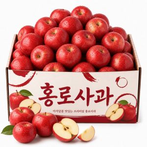 상품 이미지: (한정특가) 홍로사과 꿀뚝뚝 맛있는 사과 홍로사과 1.5kg(박스 포함 2kg)