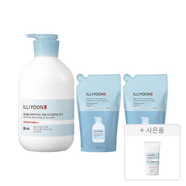 상품 이미지: 일리윤 세라마이드아토6.0 탑투토워시 1000ml, 1개+탑투토워시 리필 500ml, 2개+증정(세라마이드 아토 로션 50m, 1개)