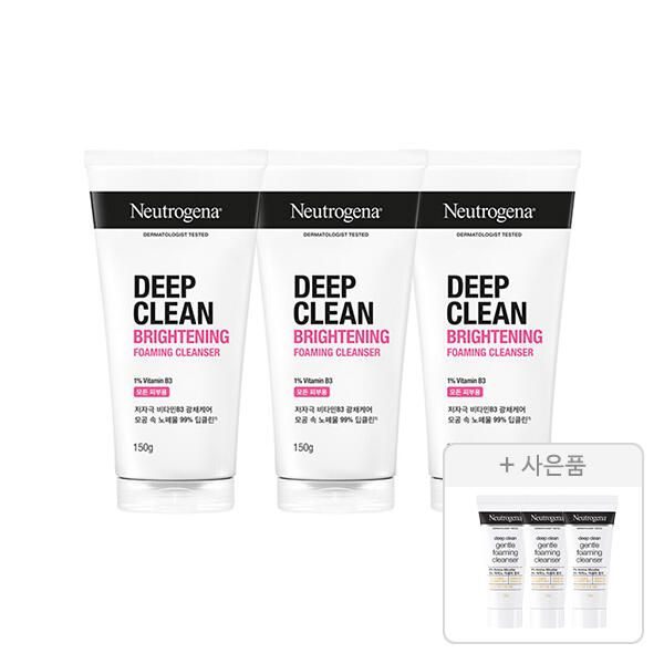상품 이미지: 뉴트로지나 NEW 딥클린 브라이트닝 포밍 클렌저 150g, 3개+증정(딥클린 젠틀폼 클렌저 10g, 3개)