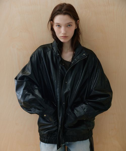 상품 이미지: Pocket leather overfit blouson_Black