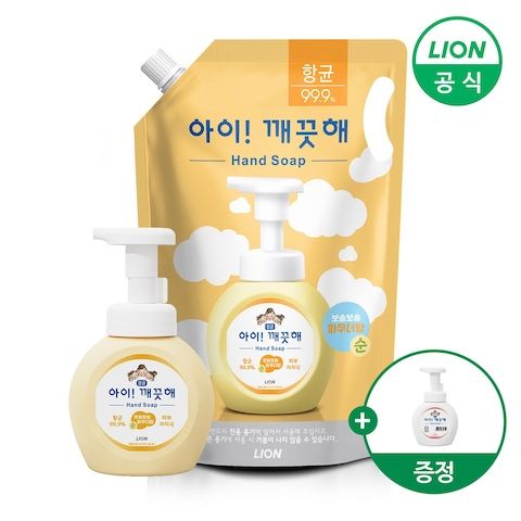 상품 이미지: 아이깨끗해 핸드워시 리필 1.8L+용기 250ml (+250ml 공용기 증정)