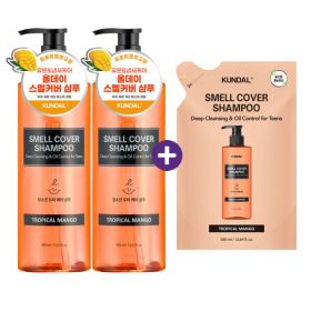 상품 이미지: 쿤달 올데이 스멜커버 청소년샴푸 트리피컬망고 400ml 2개+(증정) 리필팩 380ml