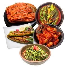 상품 이미지: 도미솔김치 포기 5kg+열무2kg+오이통2kg+쪽파갓2kg+총각2kg(총5종13kg)