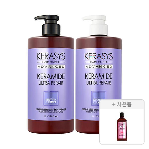 상품 이미지: 케라시스 케라마이드 반곱슬 울트라 리페어 샴푸 1L, 1개+트리트먼트 1L, 1개+증정(극손상 울트라 샴푸 180ml, 1개)
