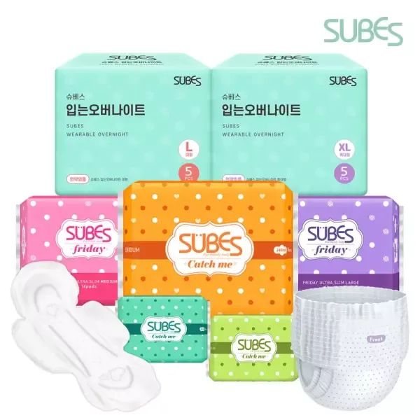 상품 이미지: 슈베스 캐치미 슬림 생리대 1팩+1팩 (총2팩) 할 인 전 / 중형 대형 오버나이트 팬티라이너 입오버