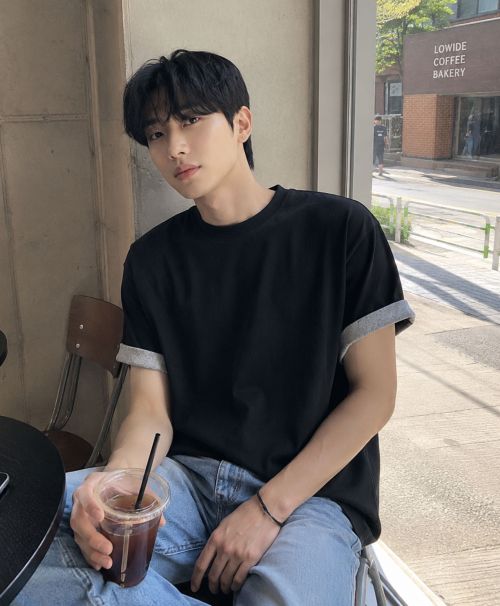 상품 이미지: 롤업 레이어드 크롭 반팔티 [블랙]