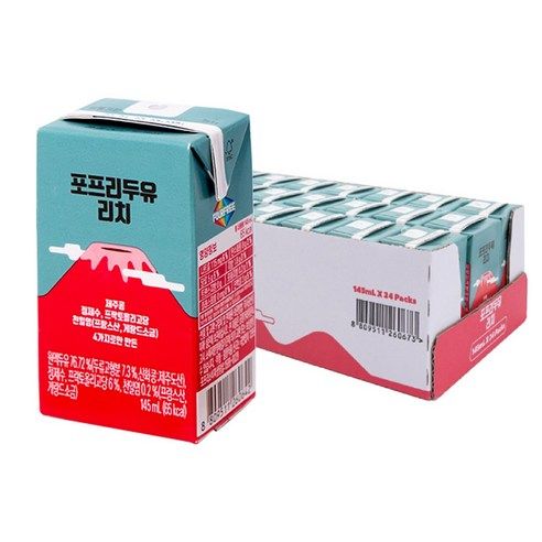 상품 이미지: 포프리 100% 국산 제주콩을 껍질째 그대로 포프리 두유 리치, 145ml, 24개