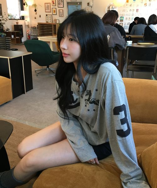 상품 이미지: 유니콘 헨리넥 슬럽 롱 슬리브 그레이