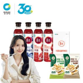 상품 이미지: 청정원 홍초 기획팩 (석류 900ML 2병 + 블루베리 900ML 2병) + 당플랜 저당 안심 크런치칩 2종
