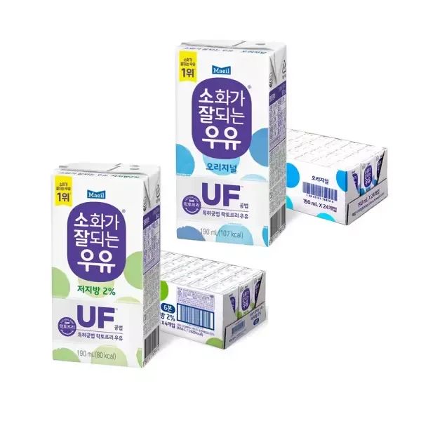 상품 이미지: 소화가잘되는우유 저지방, 190ml, 24개 + 오리지널, 190ml, 24개