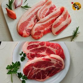 상품 이미지: (신선집중) 육류도가 한돈 삼겹살 500g+목살 500g (총 1KG) 오늘이 제일 맛있는 한돈