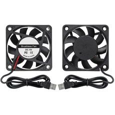 상품 이미지: 2개 세트 6010 USB 냉각팬 60x60x10mm DC5V 볼베어링 브러시리스 미니 쿨러 PC본체 DIY 전자기기 교체용 60mm 얇은 환기팬, black
