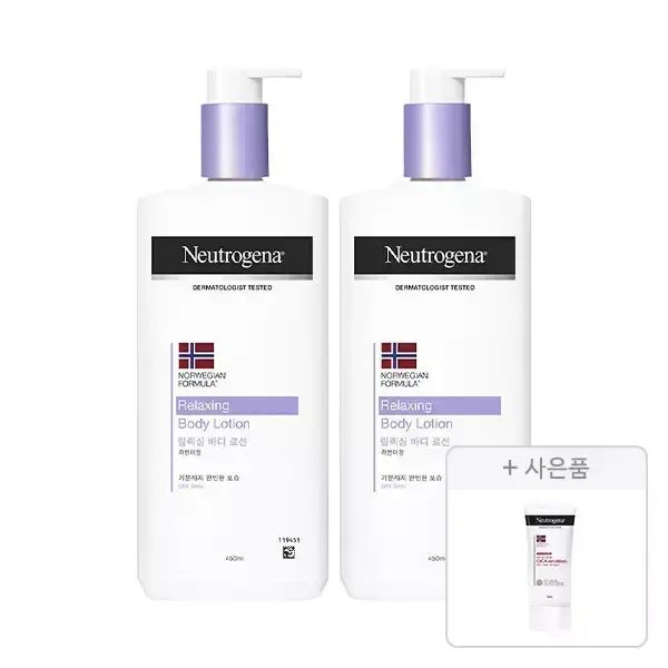상품 이미지: 뉴트로지나 릴랙싱 바디 로션 450ml, 2개 +  증정(인텐스 리페어 시카 에멀젼 88ml, 1개)