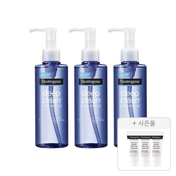 상품 이미지: 뉴트로지나 딥클린 클렌징 오일 200ml, 3개 + 증정(딥클린 젠틀폼 클렌저 10g, 3개)