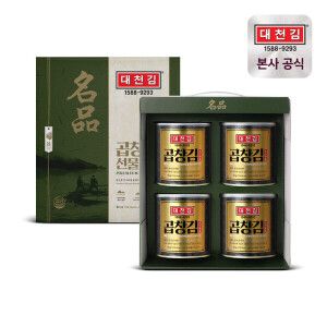 상품 이미지: (신선집중) 대천김 명품 캔김 세트 30g 4캔 곱창김 선물세트 + 플라스틱 손잡이