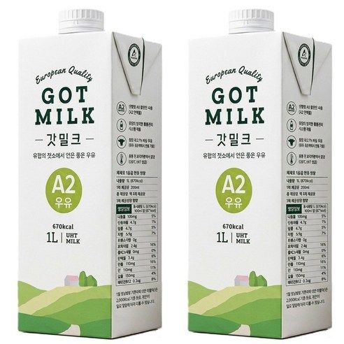 상품 이미지: A2우유 갓밀크 3.8% 단백질 멸균우유, 1L, 12개