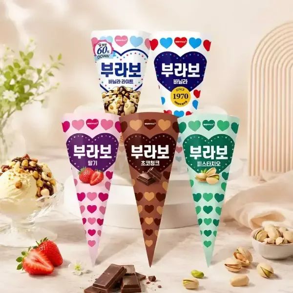 상품 이미지: [8+8+8] 해태 부라보콘 8+8+8 골라담기 / 초코청크 딸기 바닐라 피스타치오 바닐라 라이트