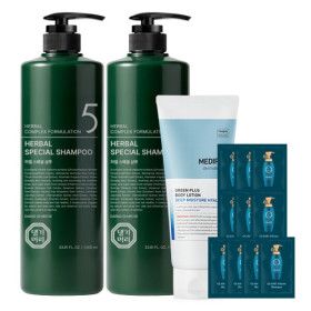 상품 이미지: 댕기머리 허벌 스페셜 탈모샴푸 (초특가행사) 1000ml 2개+바디로션 200ml+샴푸10매 / 두피 각질 모공