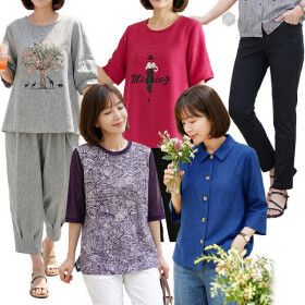 상품 이미지: 로즈맘 시즌오프 여름 인기상품 빅사이즈 티셔츠/블라우스/바지/민소매/잠옷/엄마옷/인견/세트/마담/의류