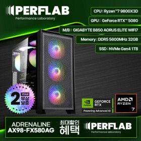 상품 이미지: 라이젠7 9800X3D RTX5080 게이밍 컴퓨터 어드레날린 AX98-FX580AG 지포스 그래픽카드 AMD 데스크탑 조립 PC