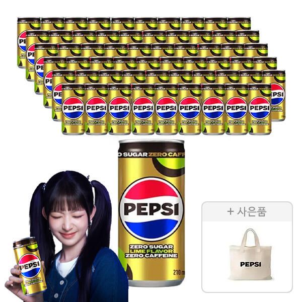 상품 이미지: 펩시 제로슈거 라임향 제로카페인 210ml, 60개 + 증정(에코백, 1개)