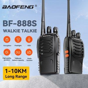 상품 이미지: Baofeng BF 888S 워키토키 UHF 400 470MHz 888s 장거리 양방향 햄 라디오 송수신기 사냥 호텔용 2