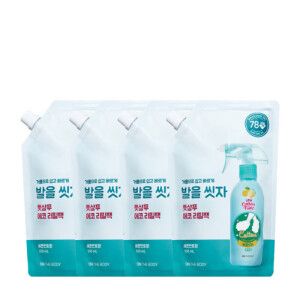 상품 이미지: 온더바디 코튼풋 발을씻자 풋샴푸 레몬민트향 리필 500ml 4개 용량UP