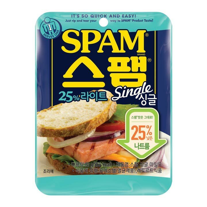 상품 이미지: 스팸 싱글 25% 라이트 80g, 30개(1box)