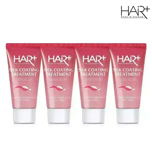 상품 이미지: [체험키트] 헤어플러스 실크 코팅 트리트먼트50ml 4개 /여행용/단백질/트리트먼트/린스/미용실/윤기찰랑/꽃물
