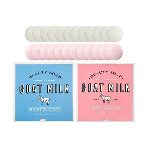 상품 이미지: 샤워메이트 산양유 비누 화이트우유 90g, 12개+딸기우유 90g, 12개