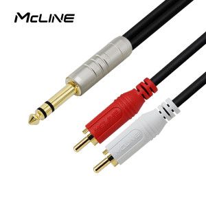 상품 이미지: 맥라인 MC-PA07 스테레오 6.3(5.5) - 2 RCA 5m 오디오 스피커 음향 케이블 앰프 믹서 인서트 연결선