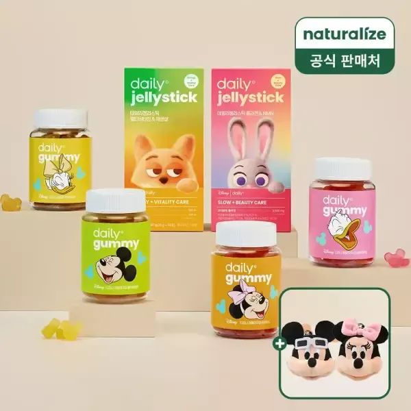 상품 이미지: [내일도착]디즈니 비타민 꾸미 /젤리스틱 6종 선택 (멀티/비타민C/유산균/애사비 외) +인형키링