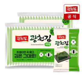 상품 이미지: (신선집중) 광천김 무트레이 파래 도시락김 5g 20봉 x 2팩 (총 40봉) / 여행필수품 안주용 밥반찬