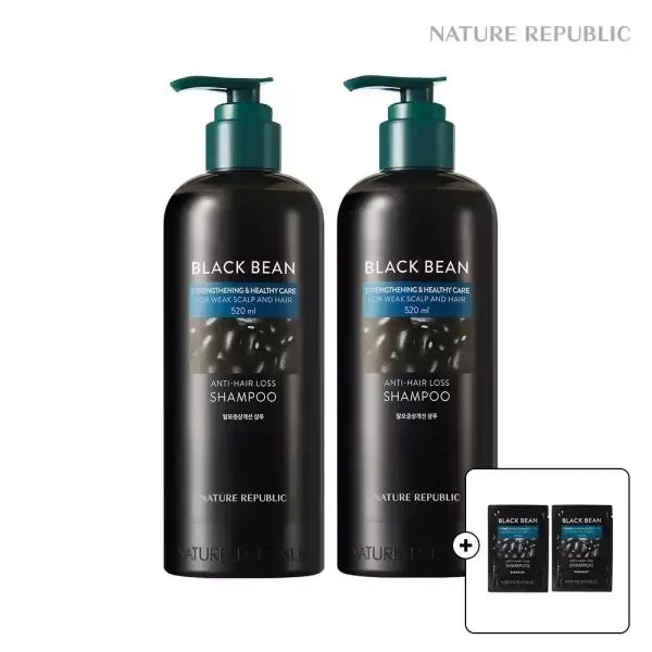 상품 이미지: [네이처리퍼블릭] 블랙빈 탈모증상 개선 샴푸 520ml 2개 (+ 블랙빈 샴푸 10ml 2개)