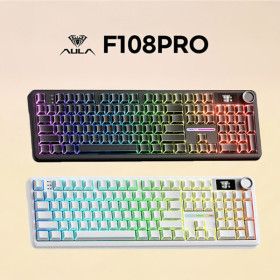 상품 이미지: Aula 독거미 F108 pro 유무선 기계식 키보드 풀배열 핫스왑 블루투스 8000mAh 2.4G RGB 세이야축 리니어축